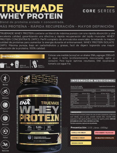Suplemento en polvo ENA Sport True Made Whey Protein
