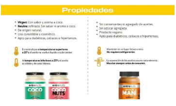 Combo x3 Aceite De Coco Neutro 100% Puro 360cc Entrenuts Sin Tacc