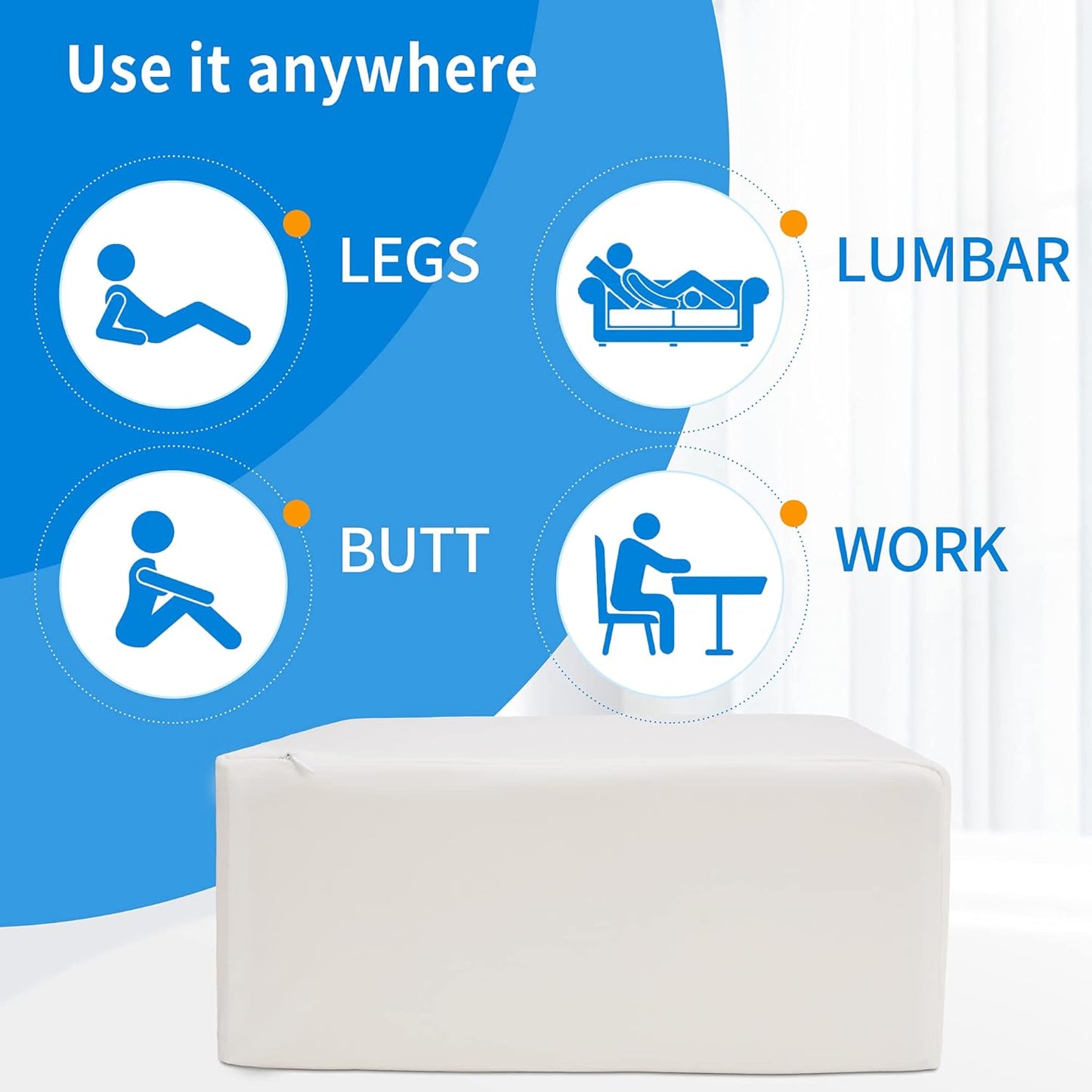 Cube Memory Foam Pillow for Side Sleepers (12"/12"/5" Extra Soft), Cervical Pillow for Neck Pain, Coach Pillow, Travel Pillow, Pillowcase Removeable and Washable, White