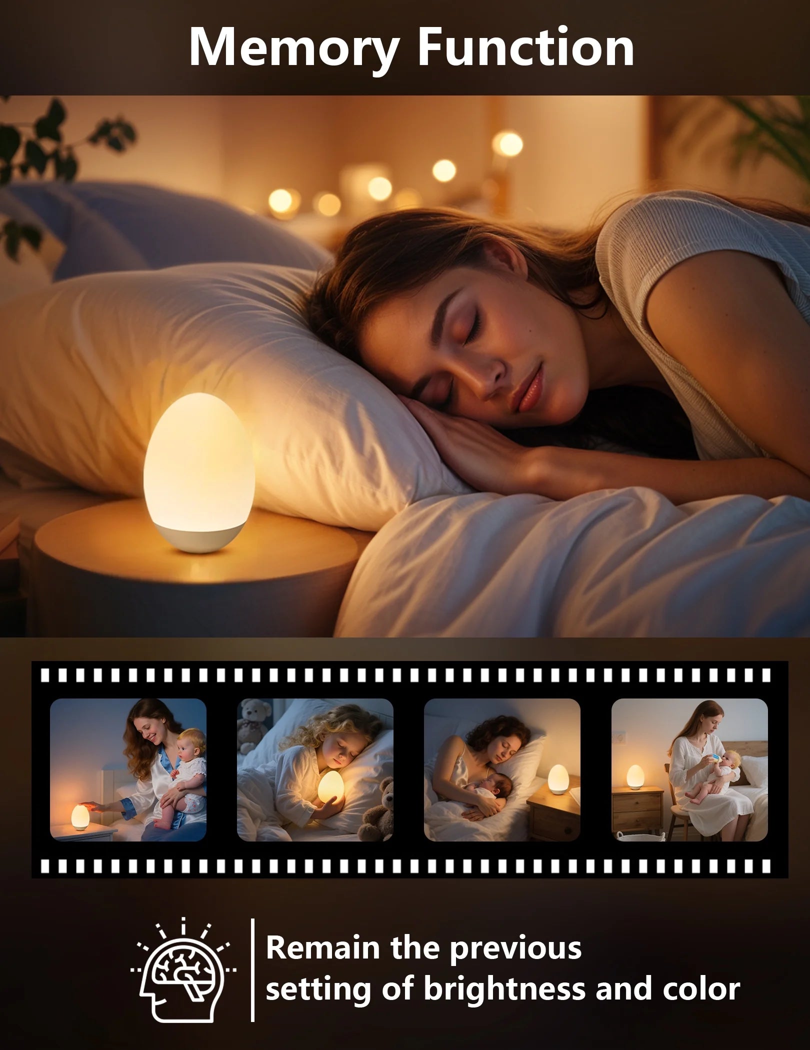 Egg Night Light for Kids, Baby Nursery Night Light with 7 Colors & Dimming, Rechargeable Toddler Night Light with Timer, Touch Control & Memory Function, Bpa-Free Soothing Egg Lamp for Bedroom