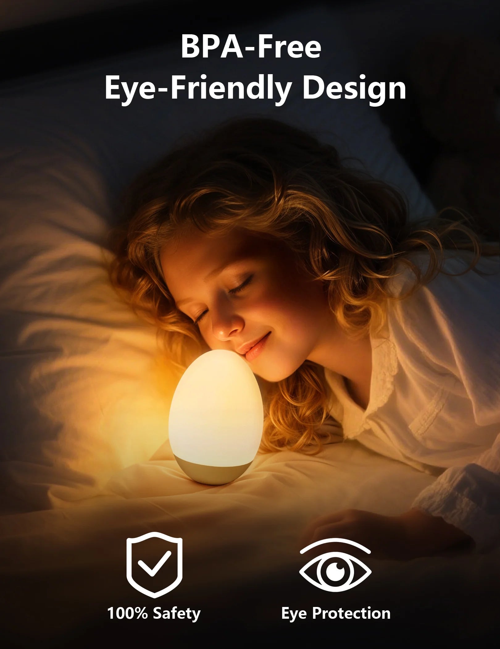 Egg Night Light for Kids, Baby Nursery Night Light with 7 Colors & Dimming, Rechargeable Toddler Night Light with Timer, Touch Control & Memory Function, Bpa-Free Soothing Egg Lamp for Bedroom