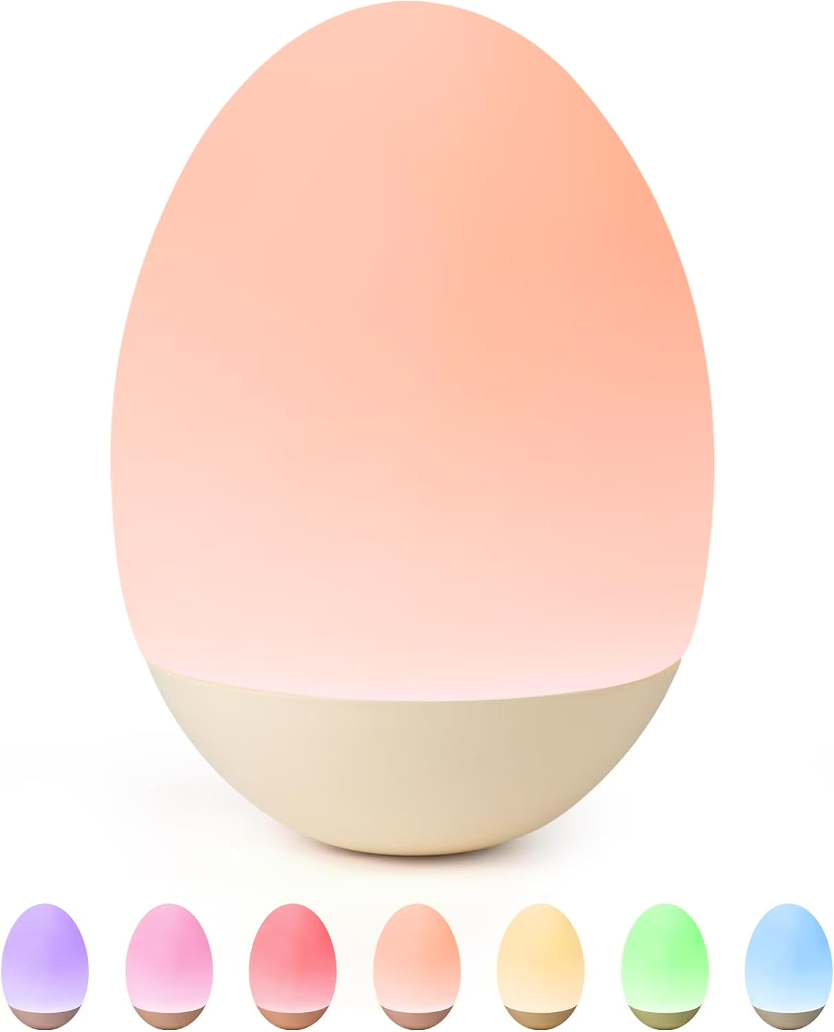 Egg Night Light for Kids, Baby Nursery Night Light with 7 Colors & Dimming, Rechargeable Toddler Night Light with Timer, Touch Control & Memory Function, Bpa-Free Soothing Egg Lamp for Bedroom