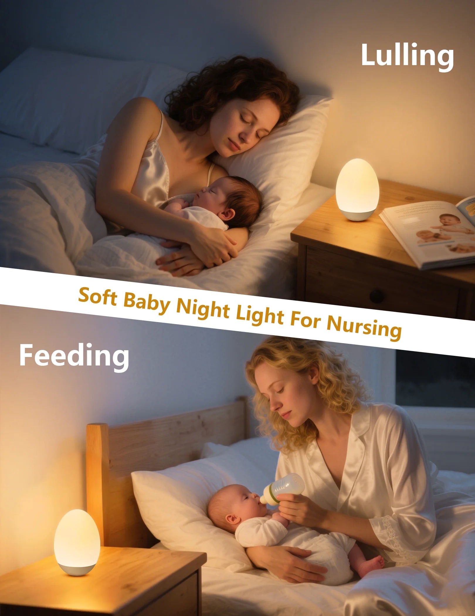 Egg Night Light for Kids, Baby Nursery Night Light with 7 Colors & Dimming, Rechargeable Toddler Night Light with Timer, Touch Control & Memory Function, Bpa-Free Soothing Egg Lamp for Bedroom