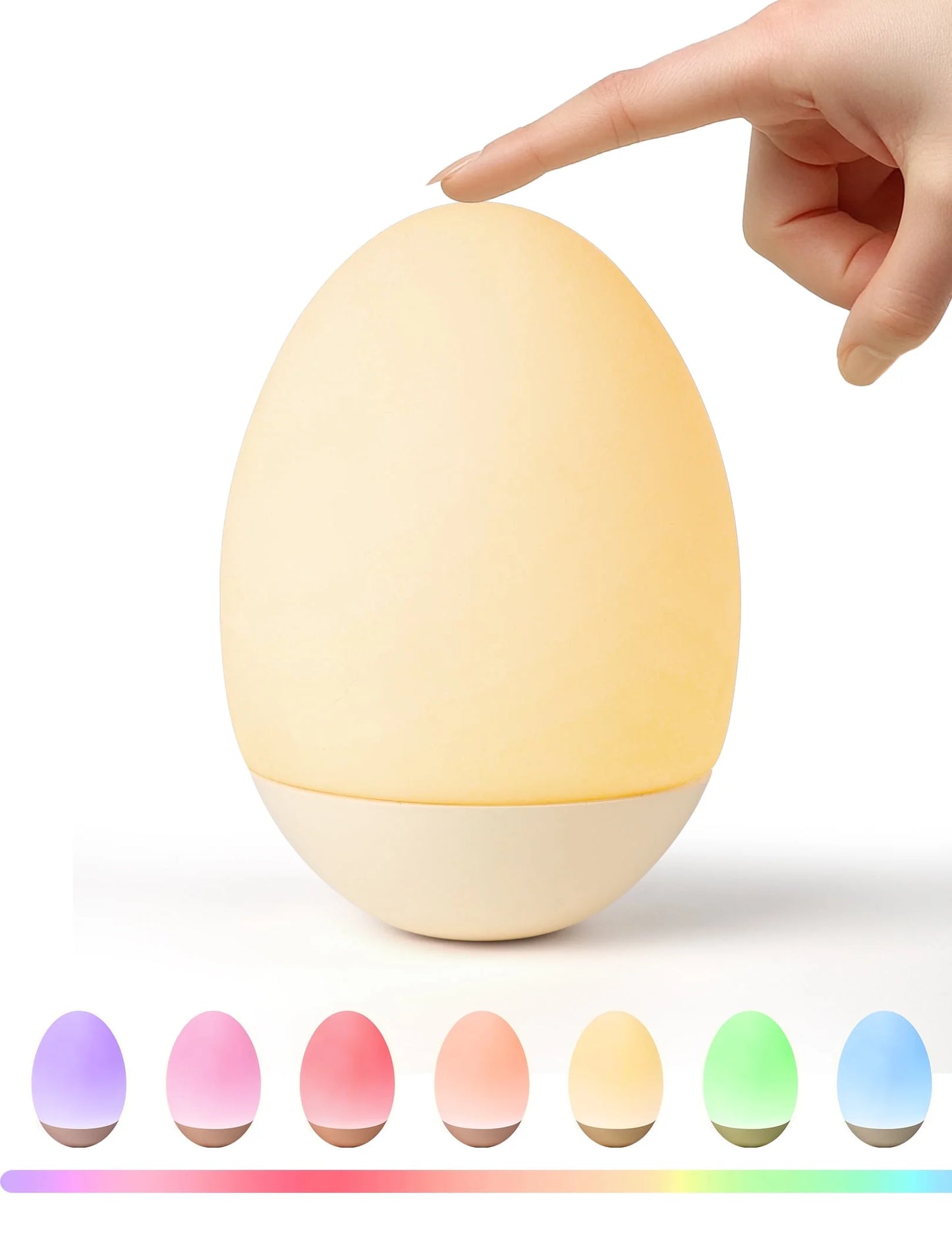 Egg Night Light for Kids, Baby Nursery Night Light with 7 Colors & Dimming, Rechargeable Toddler Night Light with Timer, Touch Control & Memory Function, Bpa-Free Soothing Egg Lamp for Bedroom