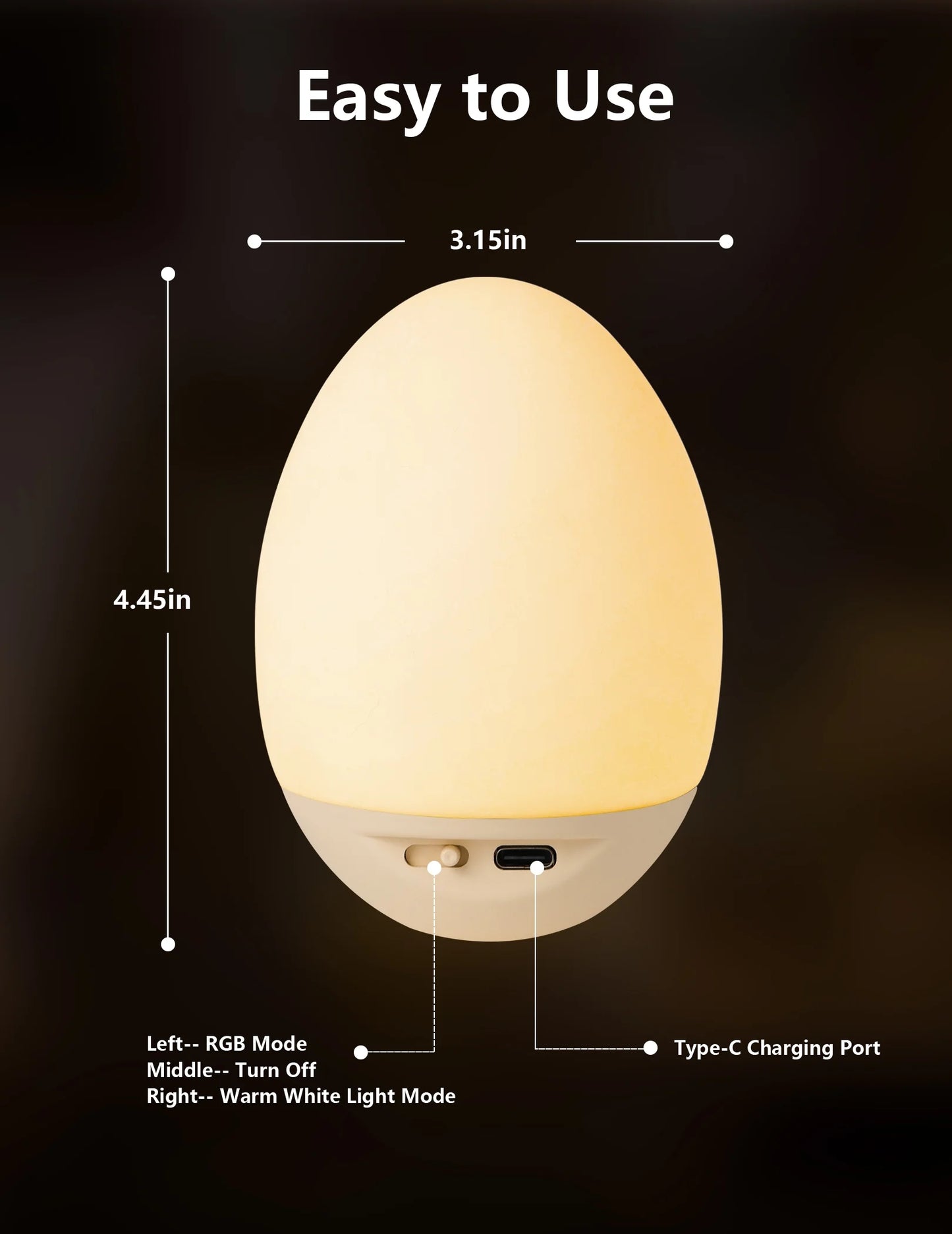 Egg Night Light for Kids, Baby Nursery Night Light with 7 Colors & Dimming, Rechargeable Toddler Night Light with Timer, Touch Control & Memory Function, Bpa-Free Soothing Egg Lamp for Bedroom