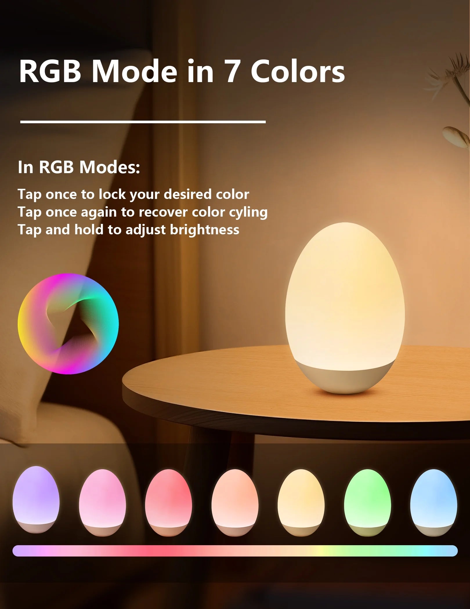 Egg Night Light for Kids, Baby Nursery Night Light with 7 Colors & Dimming, Rechargeable Toddler Night Light with Timer, Touch Control & Memory Function, Bpa-Free Soothing Egg Lamp for Bedroom