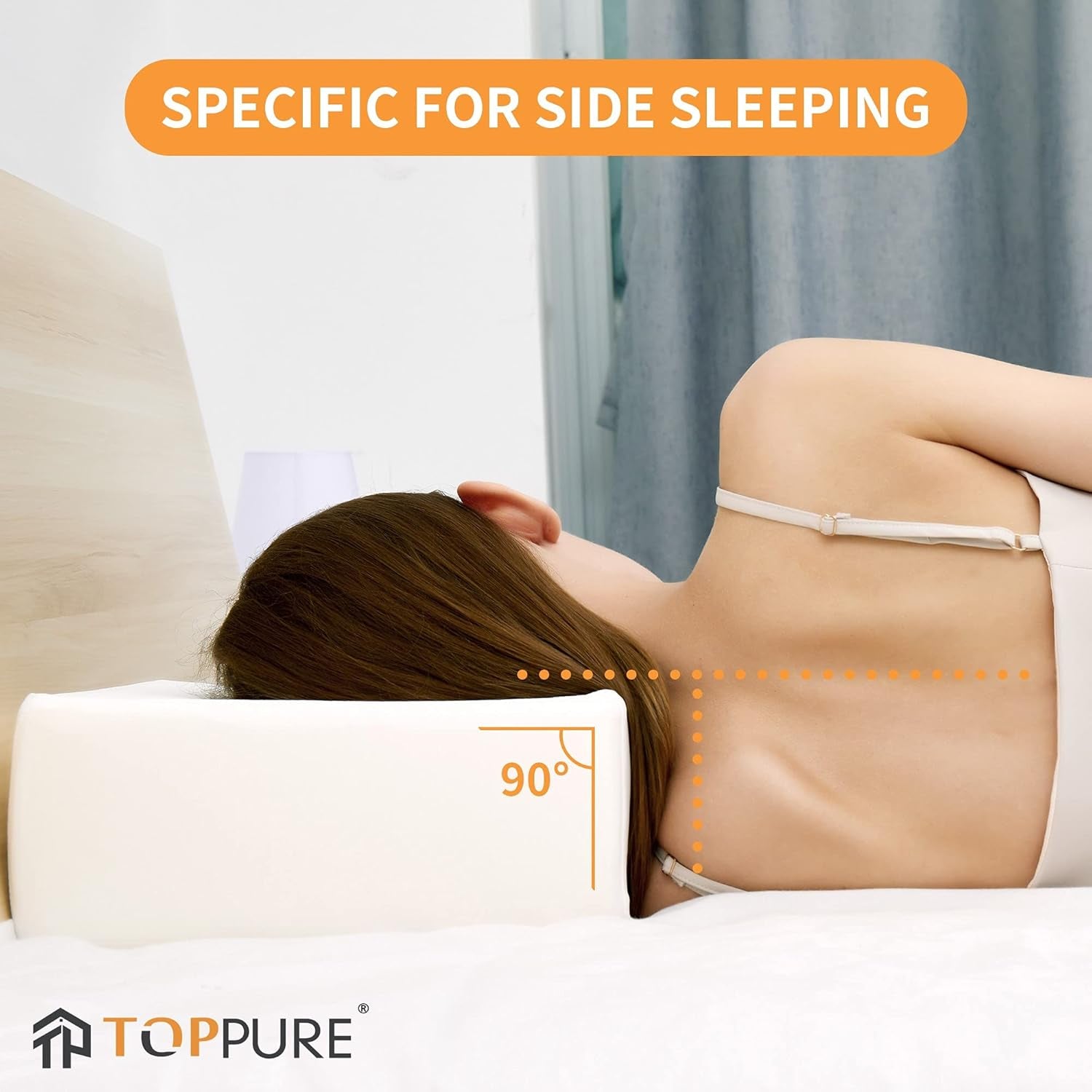 Cube Memory Foam Pillow for Side Sleepers (12"/12"/5" Extra Soft), Cervical Pillow for Neck Pain, Coach Pillow, Travel Pillow, Pillowcase Removeable and Washable, White