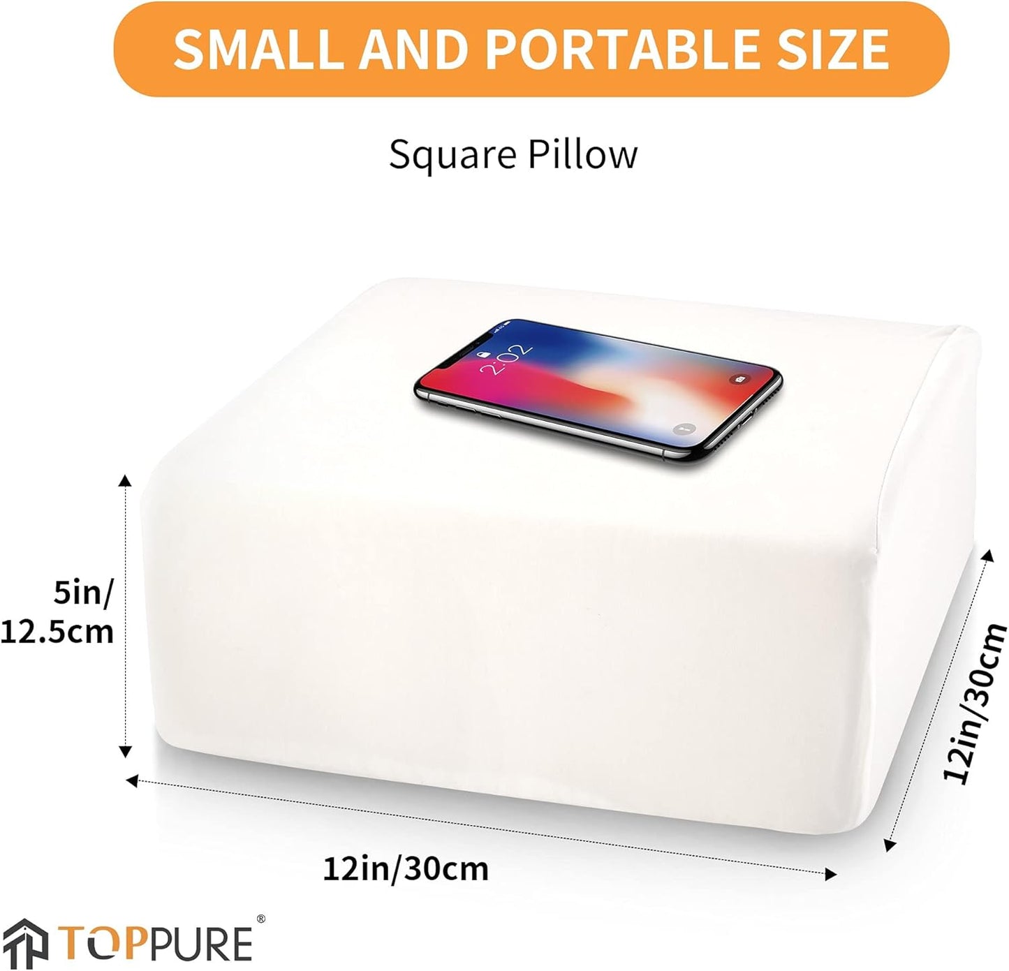 Cube Memory Foam Pillow for Side Sleepers (12"/12"/5" Extra Soft), Cervical Pillow for Neck Pain, Coach Pillow, Travel Pillow, Pillowcase Removeable and Washable, White